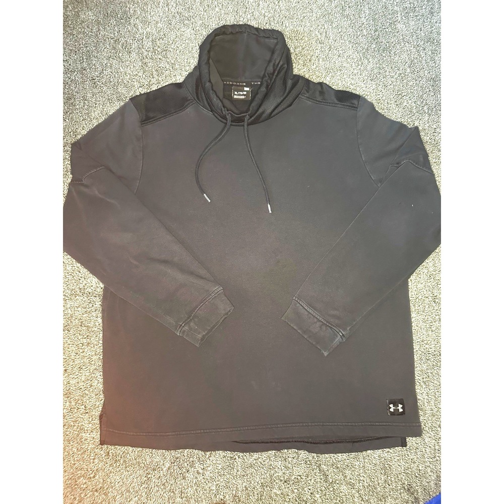 Under Armour Threadborne Sweatshirt Mens XL Black Cowl Neck Pullover Athletic